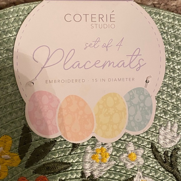 Coterie Easter Round Placemats. Set of 4 NWT. Embroidered. - Picture 2 of 3